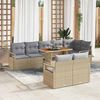 vidaXL Garten-Sofa-Set mit Kissen mit Kissen 9 pcs Beige und Grau