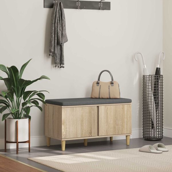 vidaXL Flurbank mit Kissen mit Speicher Sonoma-Eiche 60 x 38 x 46 cm