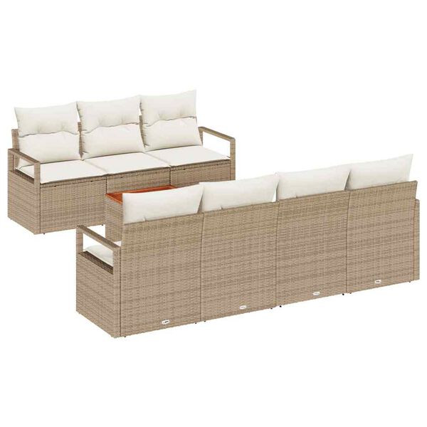 vidaXL Gartensofa-set mit Speicher 8 pcs Beige und Creme Poly-Rattan