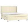 vidaXL Boxspringbett mit Matratze & LED Creme 160x200 cm Kunstleder
