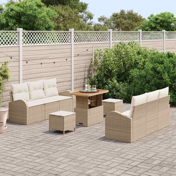 vidaXL Garten-Sofa-Set 9 pcs Beige und Creme 90 x 55 x 71 cm