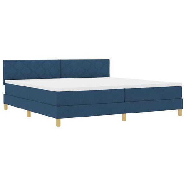 vidaXL Boxspringbett mit Matratze mit Kopfteil Blau 200 x 200 cm Stoff