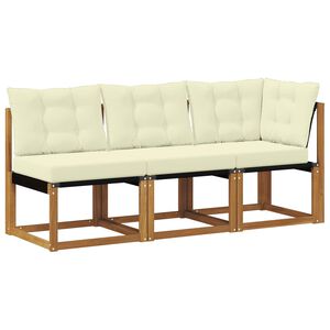 vidaXL Outdoor Mittel- und Ecksofa mit Kissen 3 St&uuml;ck Natur