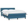 vidaXL Boxspringbett mit Matratze Dunkelblau 160x220 cm Samt