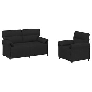vidaXL Sofa Set 2 stk. Schwarz Stoff