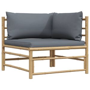vidaXL Garten-Ecksofa mit Dunkelgrauen Kissen Bambus