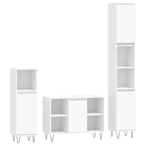vidaXL 3-tlg. Badm&ouml;bel-Set Wei&szlig; Holzwerkstoff
