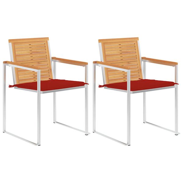 vidaXL Gartenst&uuml;hle mit Kissen 2 Stk. Massivholz Teak und Stahl
