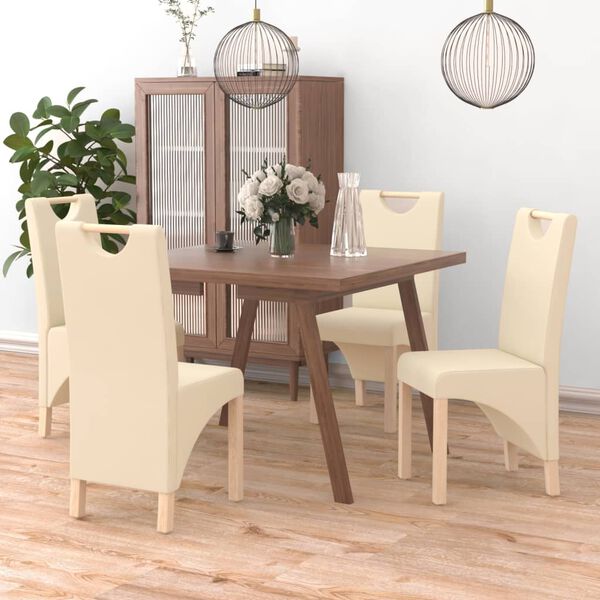 vidaXL Esszimmerst&uuml;hle 4 Stk. Creme Kunstleder