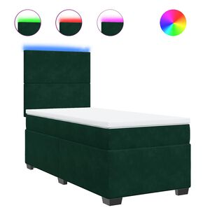 vidaXL Boxspringbett mit Matratze Dunkelgr&uuml;n 80x200 cm Samt