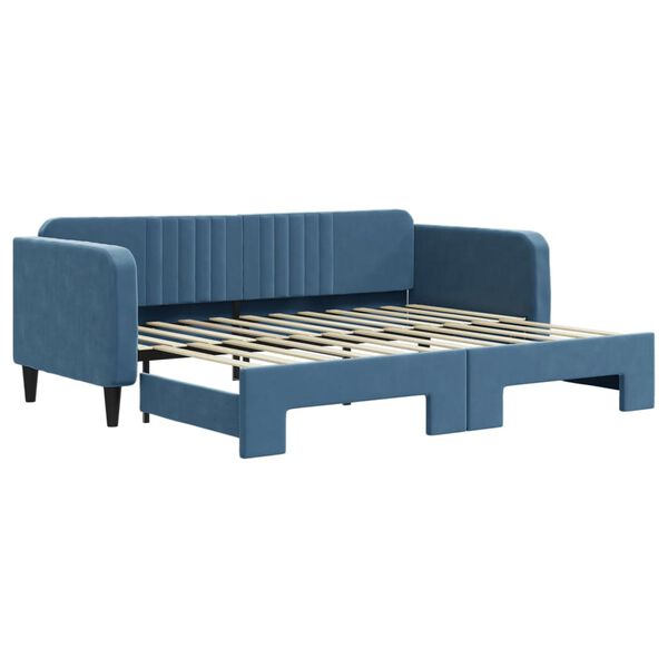 vidaXL Tagesbett Ausziehbar Blau 90x200 cm Samt