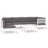 vidaXL 7-tlg. Garten-Lounge-Set mit Kissen Wei&szlig; Kiefernholz