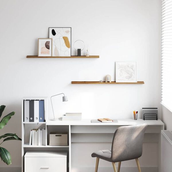 vidaXL Wandregal mit Regal 2 pcs Braun 100 x 9 x 3 cm Holzwerkstoff