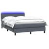 vidaXL Boxspringbett mit Matratze & LED Dunkelgrau 160x220 cm Samt