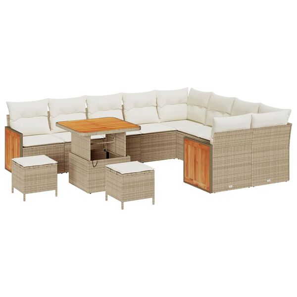 vidaXL Gartensofa-set mit Kissen 12 pcs Beige und Creme