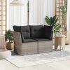 vidaXL Gartensofa 2-Sitzer mit Kissen Grau Poly Rattan