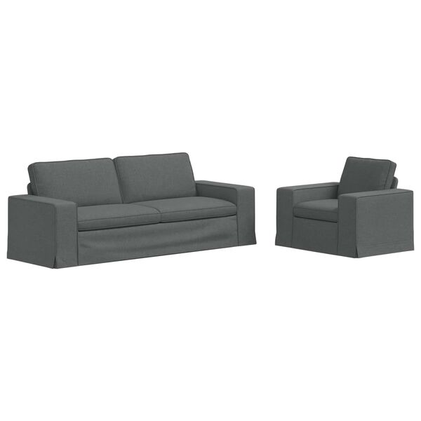 vidaXL Sofa 2 pcs Dunkelgrau 182 x 80 x 82 cm Stoff
