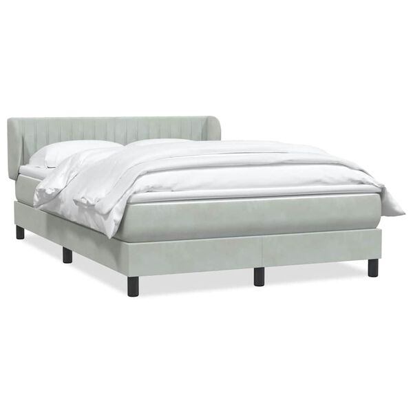 vidaXL Boxspringbett mit Matratze Hellgrau 160x210 cm Samt