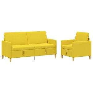 vidaXL Sofa Set mit Stauraum 2 stk. Helles Gelb Polyester