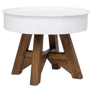vidaXL Couchtisch Altholz Massiv 60x45 cm Wei&szlig;