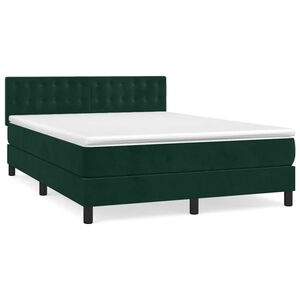 vidaXL Boxspringbett mit Matratze Dunkelgr&uuml;n 140x200 cm Samt
