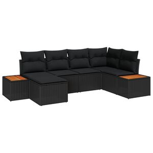 vidaXL Gartensofa-set 7 Stk. 6-Sitzanzahl Schwarz Polyrattan