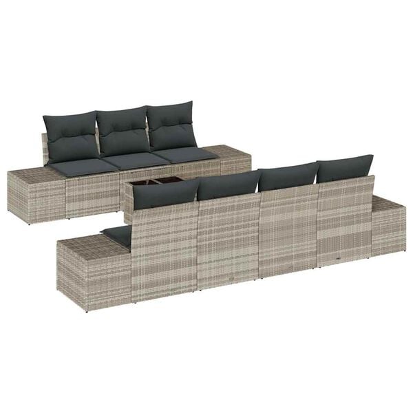 vidaXL Garten-Sofa-Set 8 pcs Hellgrau und Dunkelgrau Poly-Rattan