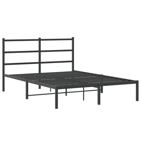 vidaXL Bettgestell mit Kopfteil Metall Schwarz 140x190 cm