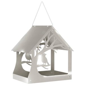 vidaXL H&auml;ngendes Vogelfutterhaus Edelstahl Silber