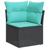 vidaXL 12-teiliges Gartensofa-Set mit Kissen, schwarzes Polyrattan