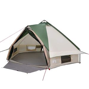 vidaXL Teepee Zelt f&uuml;r 6 Personen Gr&uuml;n und Wei&szlig; 431 x 366 x 185 cm