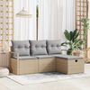 vidaXL Sofa Set mit Kissen 4 pcs Beige und Hellgrau Poly-Rattan