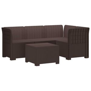vidaXL 4-Sitzer Garten Sofa Rattan Look PP Braun