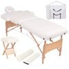 vidaXL Massageliege 2-Zonen mit Hocker Klappbar 10 cm Sitz Wei&szlig;