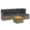 vidaXL 6-tlg. Garten-Sofagarnitur mit Kissen Grau Poly Rattan