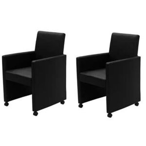 vidaXL Esszimmerst&uuml;hle 2 Stk. Schwarz Kunstleder