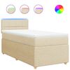 vidaXL Boxspringbett mit Matratze Creme 90x200 cm Stoff