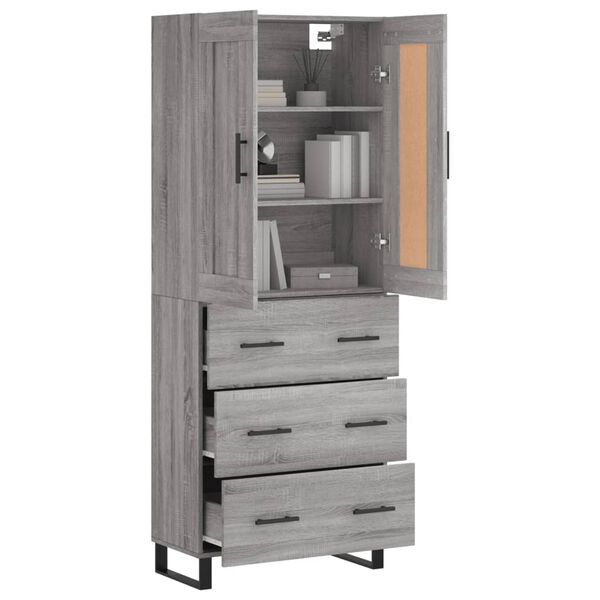 vidaXL Highboard Grau Sonoma 69,5x34x180 cm Holzwerkstoff