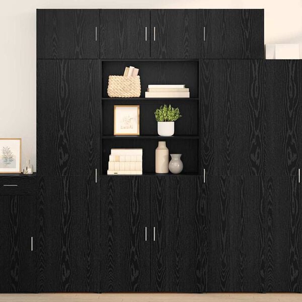 vidaXL Highboard Schwarz Eichen-Optik 80 x 42,5 x 185 cm Holzwerkstoff