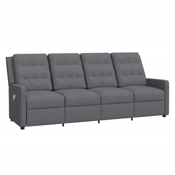 vidaXL Massagesofa 4-Sitzer Hellgrau Stoff