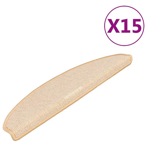 vidaXL Stufenmatten 15 Stk. 65x21x4 cm Creme Halbrund Gro&szlig;