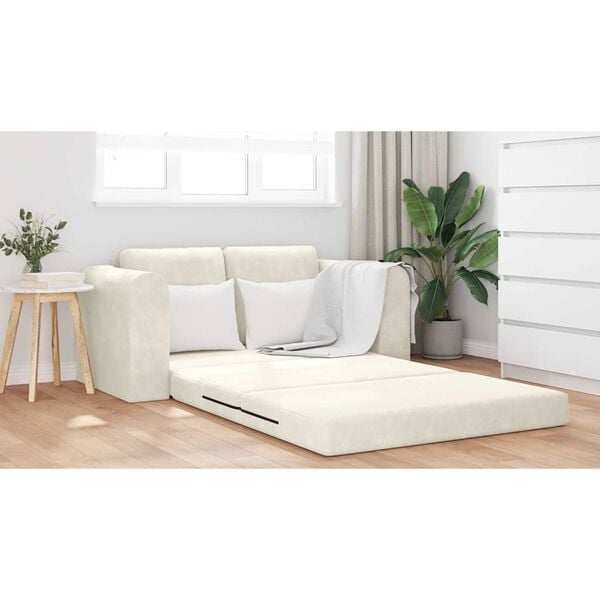 vidaXL Schlafsofa 60cm Creme Samt