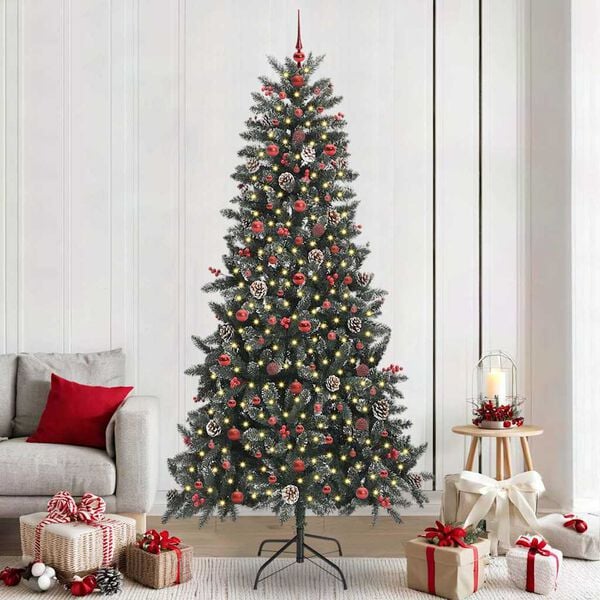 vidaXL K&uuml;nstlicher Weihnachtsbaum Gr&uuml;n 240 cm PVC, Plastik und Stahl