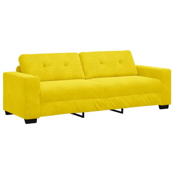vidaXL | 3-Sitzer-Sofa | mit Kissen Gelb Samt