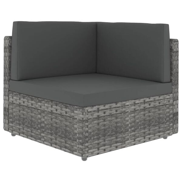 vidaXL 11-tlg. Garten-Lounge-Set mit Kissen Grau Poly Rattan