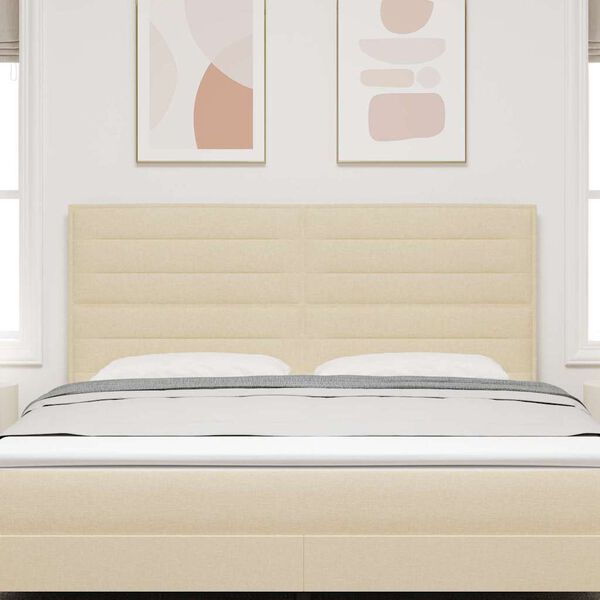 vidaXL LED Kopfteil mit LED-Lichtleisten Creme 180 cm Polyester