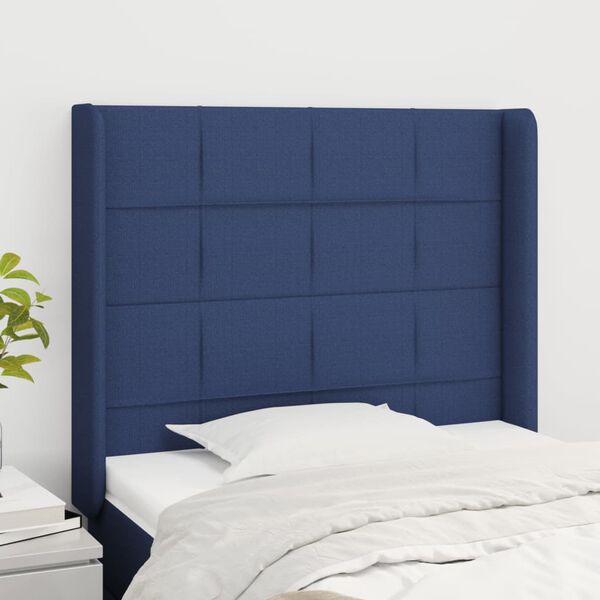 vidaXL Kopfteil mit Ohren Blau 93x16x118/128 cm Stoff