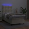 vidaXL Boxspringbett mit Matratze & LED Creme 90x190 cm Kunstleder