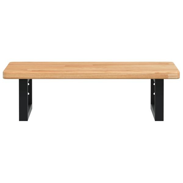 vidaXL Waschtischplatte mit Halterung Stahl und Massivholz Eiche