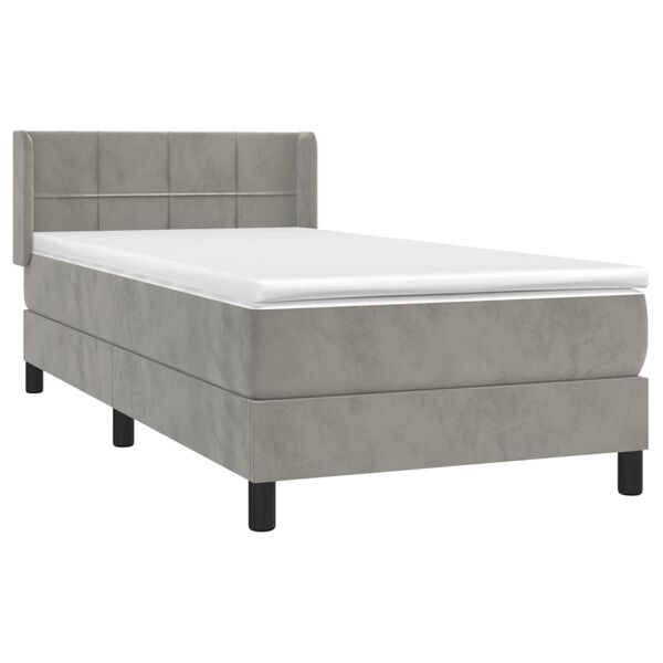 vidaXL Boxspringbett mit Matratze Hellgrau 90x200 cm Samt